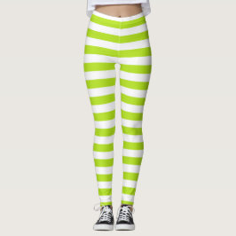 Leggings Rayas de la verde lima y del blanco