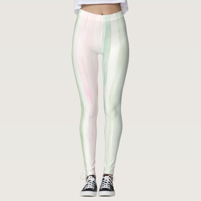 Leggings Rayas de menta rosa sonrosado (Anverso)