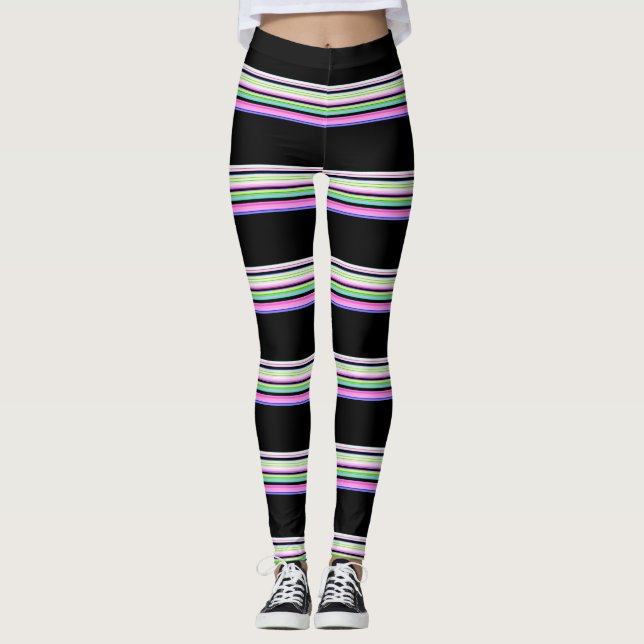 Leggings Rayas de neón coloridas lindas (Anverso)