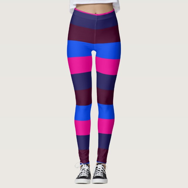Leggings Rayas de neón de medianoche (Anverso)