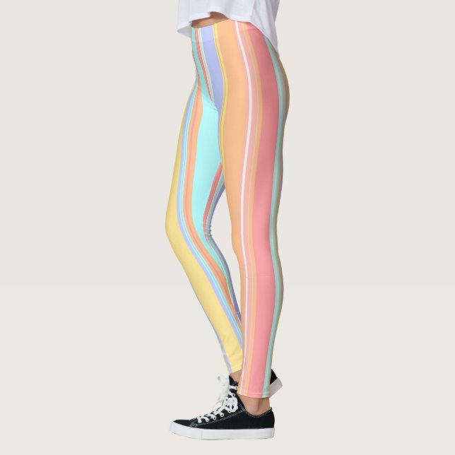 Leggings Rayas de Pastel Pascua Primavera Bonito Suave (Izquierda)