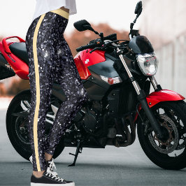 Leggings Rayas de patrón Purpurina de manchas de color beig