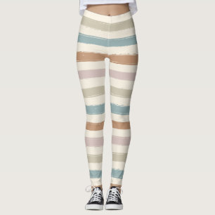 Leggings Rayas de pincel boho sin costuras tono tierra
