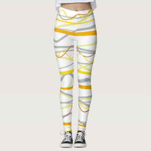 Leggings Rayas de plata blanca amarillo mostaza