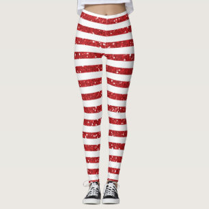 Leggings Rayas de purpurina rojas