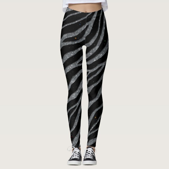 Leggings Rayas de tiempo espacial arrancadas - Plata Purpur (Anverso)