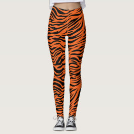 Leggings rayas de tigre naranja y negro