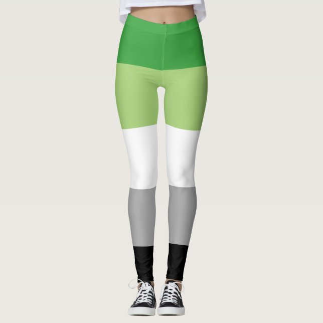 Leggings Rayas del Orgullo Aromántico (Anverso)