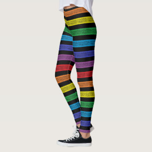 Leggings Rayas delineadas Arcoiris Negro