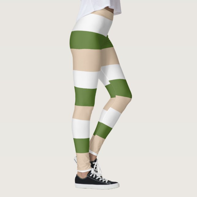 Leggings Rayas desiguales - Blanco, arena y verde pálido (Derecha)
