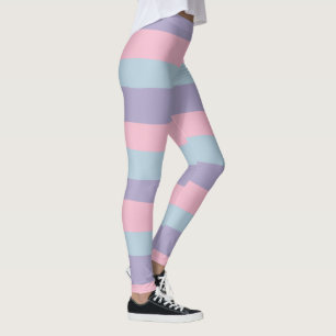 Leggings Rayas Desiguales en Azul, Rosa y Lila