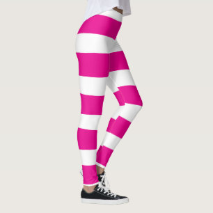 Leggings Rayas desiguales en magenta y blanco