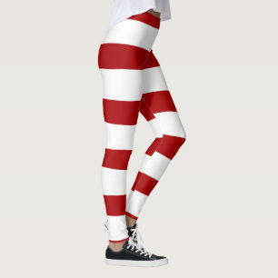 Leggings Rayas desiguales en rojo y blanco