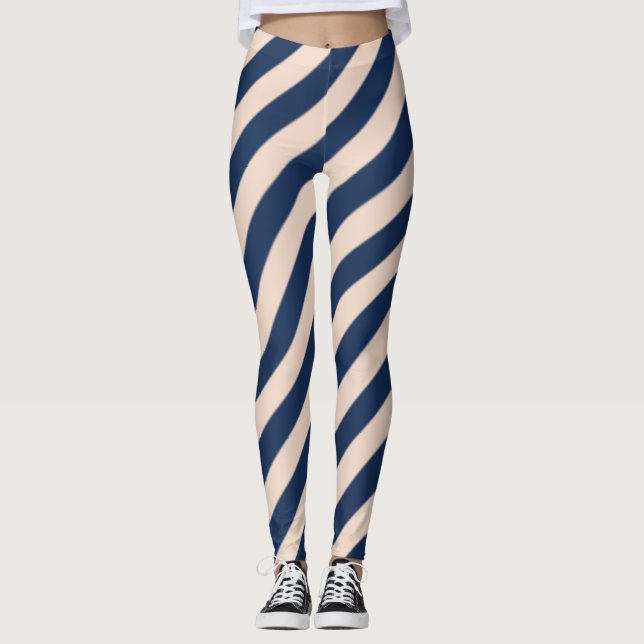 Leggings Rayas diagonales azules y marrones (Anverso)
