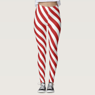 Leggings Rayas diagonales de caramelo rojo y blanco de fies