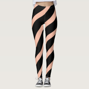 Leggings Rayas diagonales de melocotón y negro de moda
