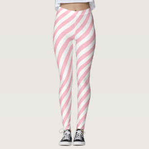 Leggings Rayas diagonales de tamaño medio rosadas y blancas