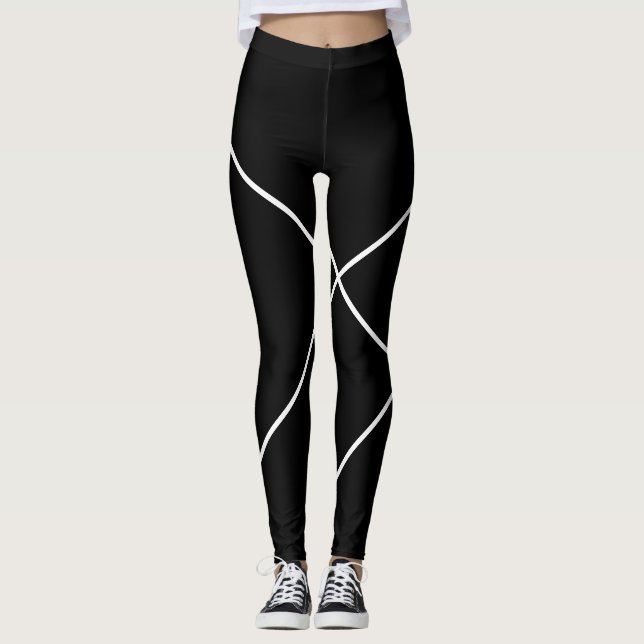 Leggings Rayas diagonales en blanco y negro (Anverso)