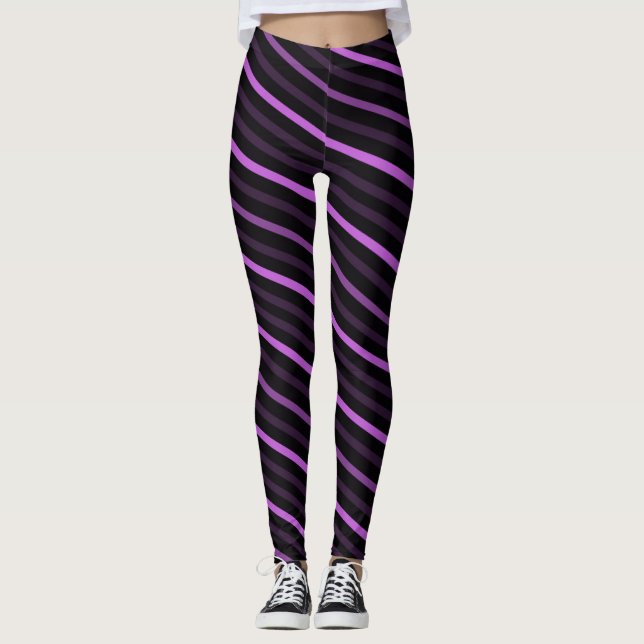 Leggings Rayas diagonales - Púrpura (Anverso)