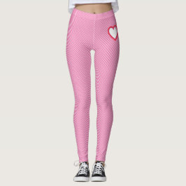 Leggings Rayas diagonales rosadas con corazón