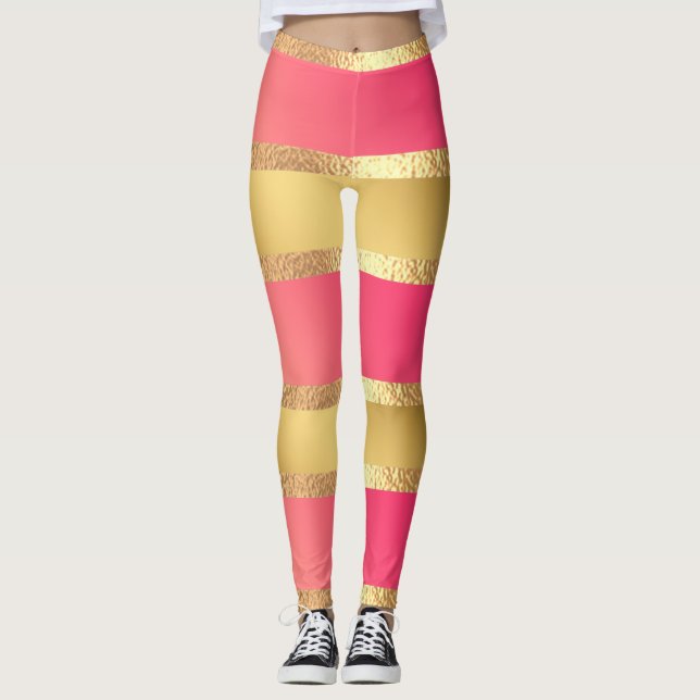 Leggings Rayas doradas rosadas (Anverso)