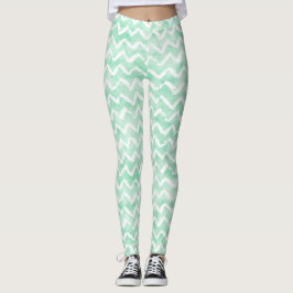 Leggings Rayas elegantes de Chevron de la acuarela de la