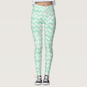 Leggings Rayas elegantes de Chevron de la acuarela de la