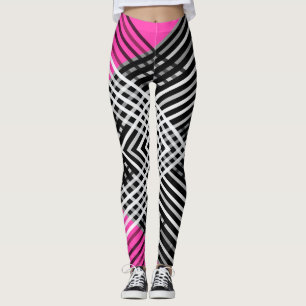 Leggings Rayas entrelazadas en blanco y negro y gris sobre