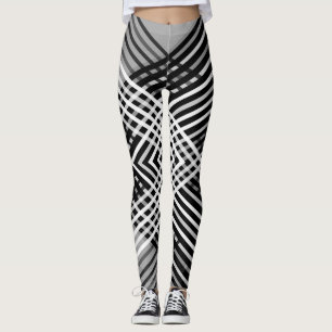 Leggings Rayas entrelazadas en blanco y negro y gris sobre