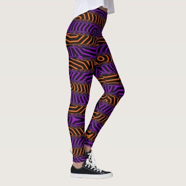 Leggings Rayas espumosas naranja y púrpura (Derecha)