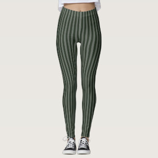 Leggings Rayas finas y finas de color verde monocromo verti