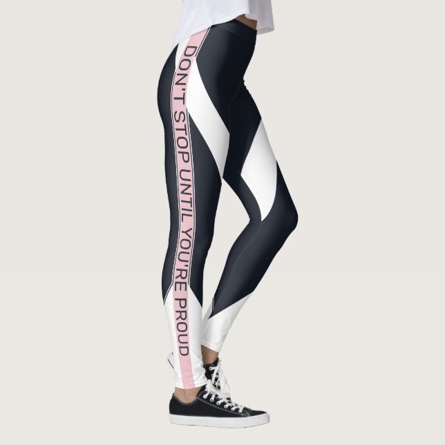 Leggings Rayas geométricas de color blanco y rosa azul (Derecha)