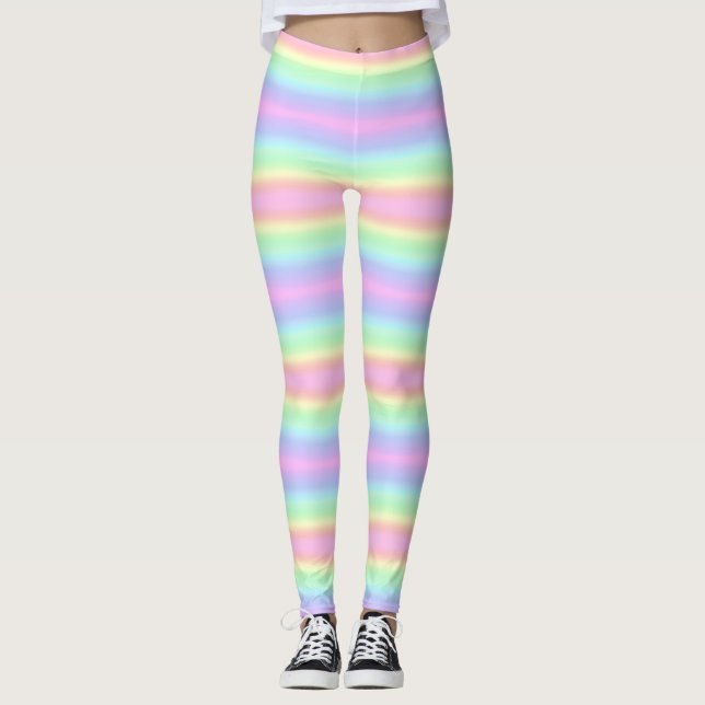 Leggings Rayas gradientes de arcoiris de bonito (Anverso)