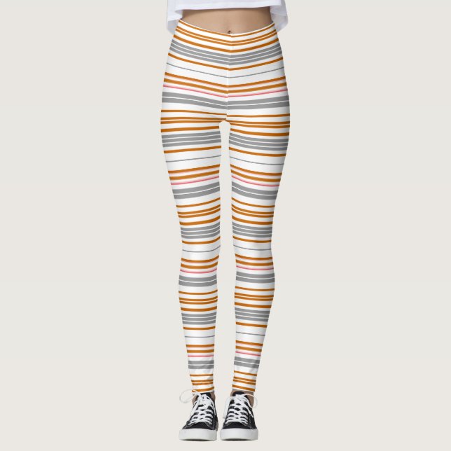 Leggings Rayas grises marrones lindas (Anverso)