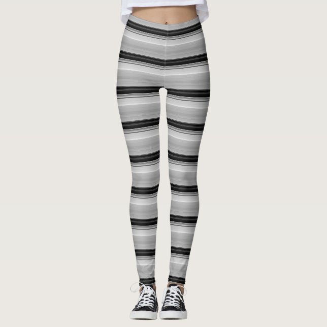 Leggings Rayas grises negras lindas (Anverso)