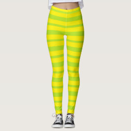 Leggings Rayas gruesas y finas de la verde lima y del