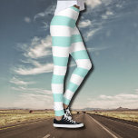 Leggings Rayas horizontales de color turquesa claro y blanc<br><div class="desc">Rayas horizontales de color turquesa claro y blanco amplio.</div>