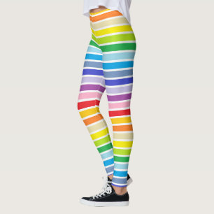 Leggings Rayas más amplias resumidas blanco del arco iris