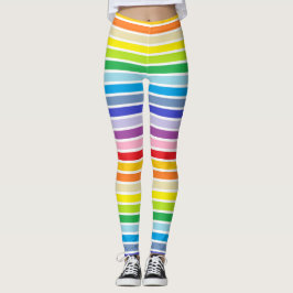 Leggings Rayas más amplias resumidas blanco del arco iris