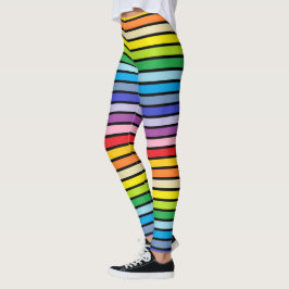 Leggings Rayas más amplias resumidas negro del arco iris