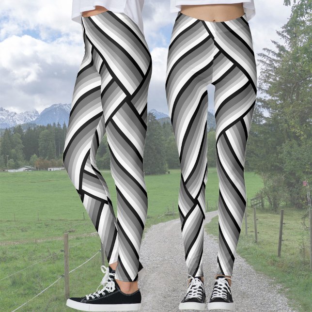 Leggings Rayas modernas en negro, blanco y gris - fresco (Subido por el creador)