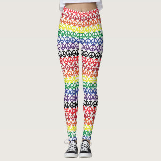 Leggings Rayas multi del arco iris del símbolo de paz