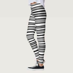 Leggings Rayas negras, grises, y blancas