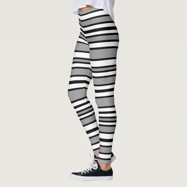 Leggings Rayas negras, grises, y blancas (Izquierda)