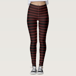 Leggings Rayas negras rojas, vampiro de Halloween