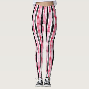 Leggings Rayas negras rosadas y negras