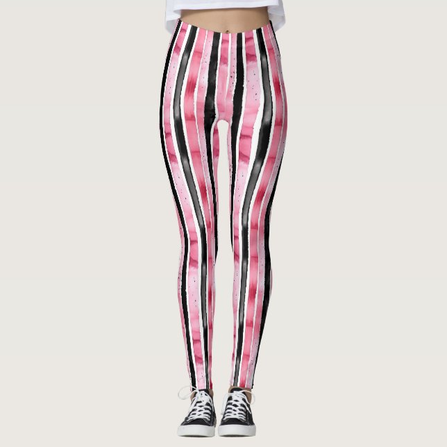 Leggings Rayas negras rosadas y negras (Anverso)