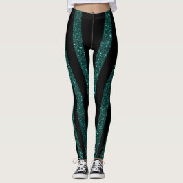 Leggings Rayas negras Verde azuladas oscuras de Purpurina n