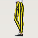 Leggings Rayas negras y amarillas verticales<br><div class="desc">Arte digital abstracto de rayas negras y amarillas verticales</div>