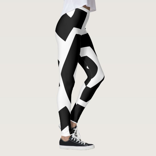 Leggings Rayas Negras y Blancas Modernas de Entrenamiento L (Derecha)